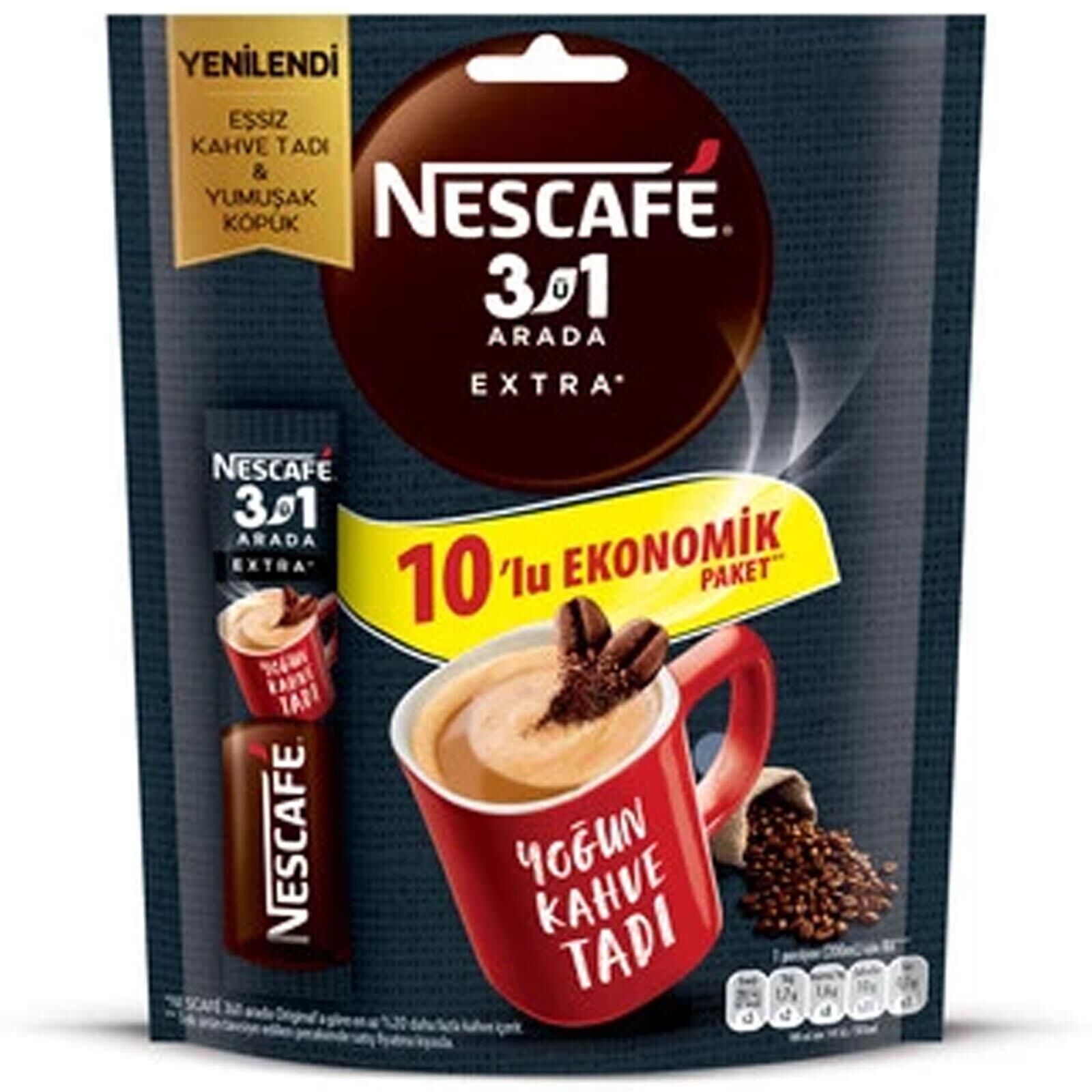 Nescafe Ekstra 3ü 1 Arada 16,5 gr x 10 lu Ekonomik Paket