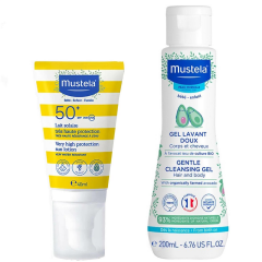 Mustela Tüm Aile İçin Spf 50+ Güneş Losyonu 40 ml + Mustela Yenidoğan Saç Ve Vücut Şampuanı 200 ml