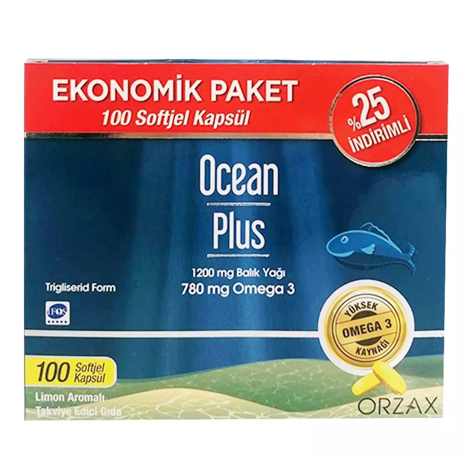 Ocean Plus 1200 mg Balık Yağı 100 Kapsül Ekonomik Paket