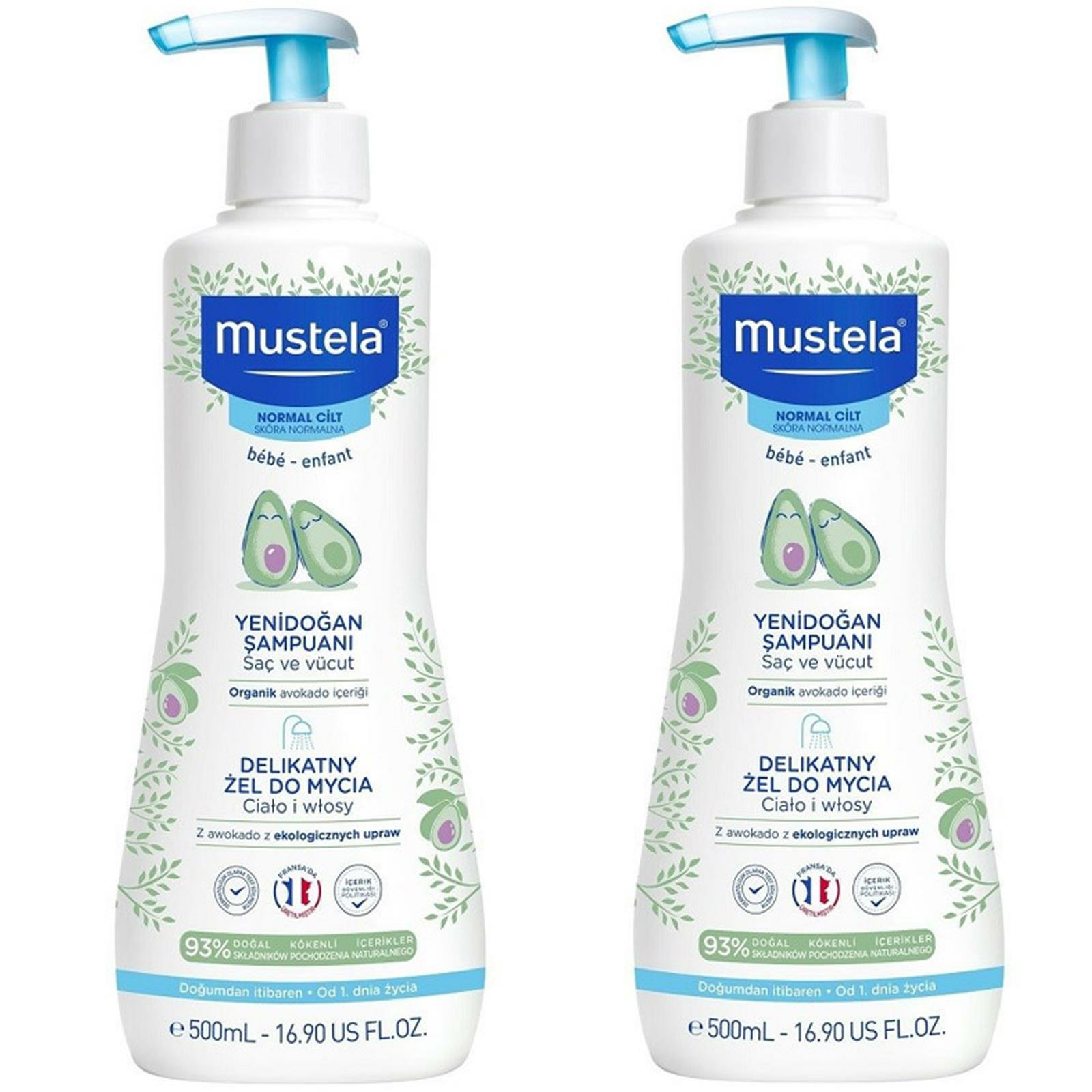 Mustela Gentle Cleansing Gel Yenidoğan Saç Ve Vücut Şampuanı 500 ml 2 ADET