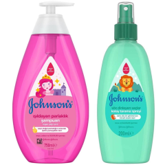 Johnsons Baby Işıldayan Parlaklık Şampuan 750 ml + Johnsons Kolay Tarama Spreyi Söz Dinleyen Saçlar 200 ml