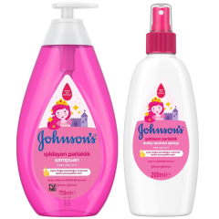 Johnsons Baby Işıldayan Parlaklık Şampuan 750 ml + Johnsons Işıldayan Parlaklık Kolay Tarama Spreyi 200 ml
