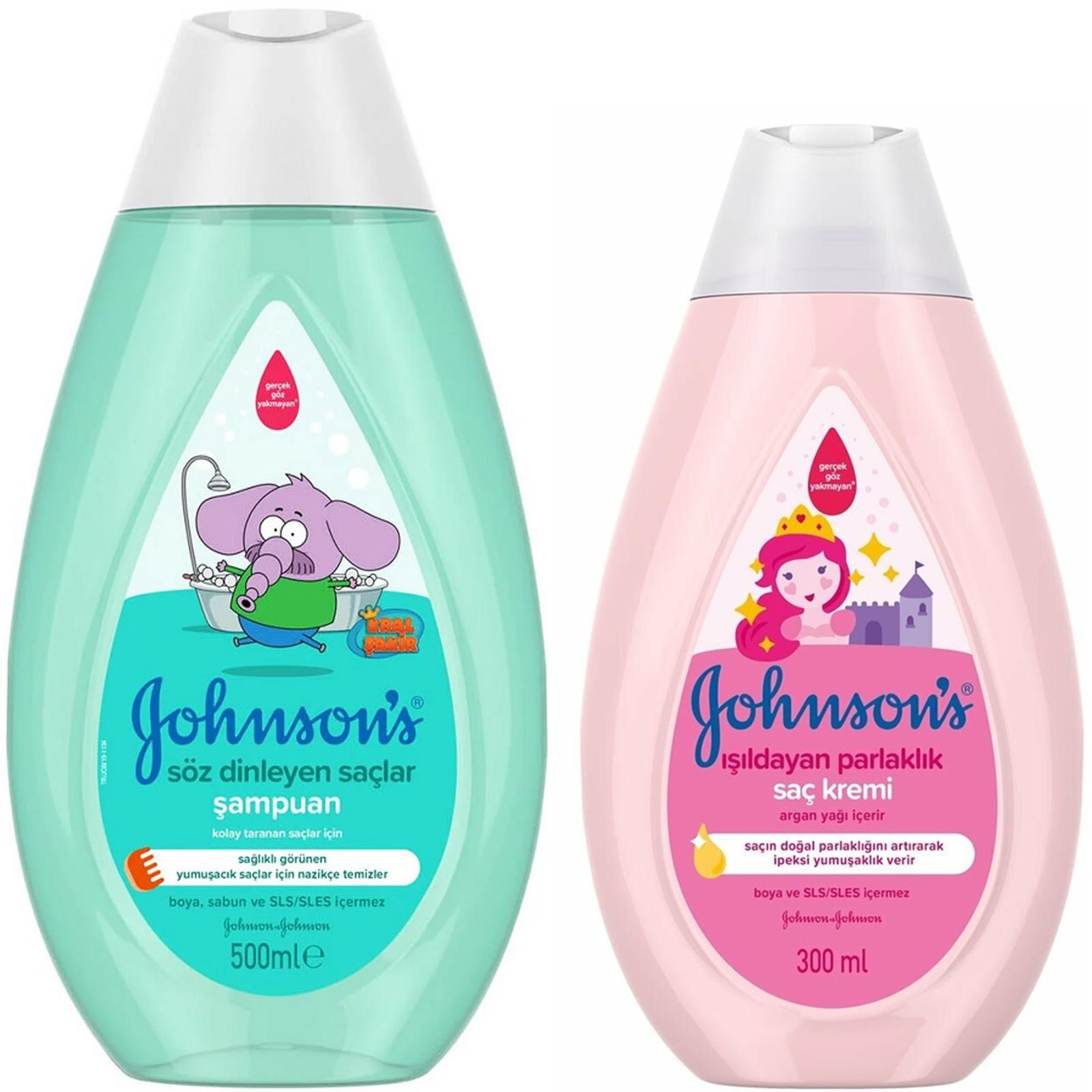 Johnsons Kral Şakir Söz Dinleyen Saçlar Şampuanı 500 ml + Johnsons Işıldayan Parlaklık Saç Kremi 300 ml