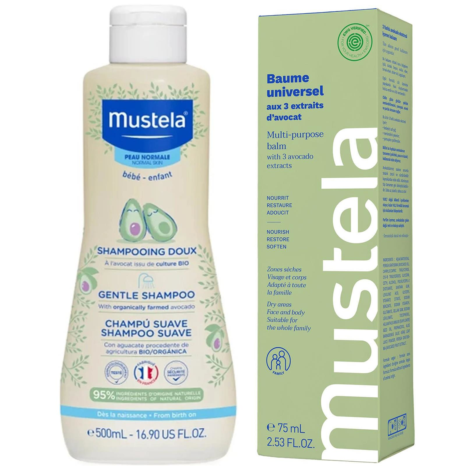 Mustela Gentle Shampoo Papatya Özlü Bebek Şampuanı 500 ml + 3 Etkili Avokado Balsam 75 ml