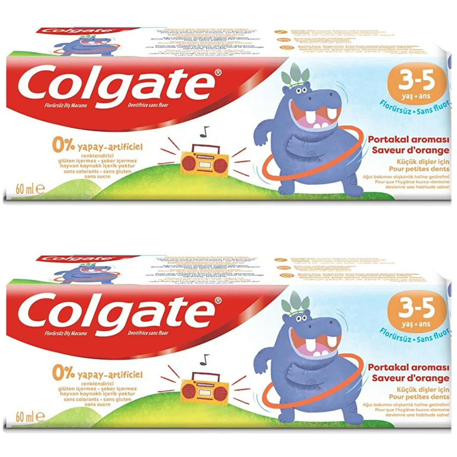 Colgate 3-5 Yaş Portakal Aromalı Florürsüz Çocuk Diş Macunu 60 ml 2 ADET