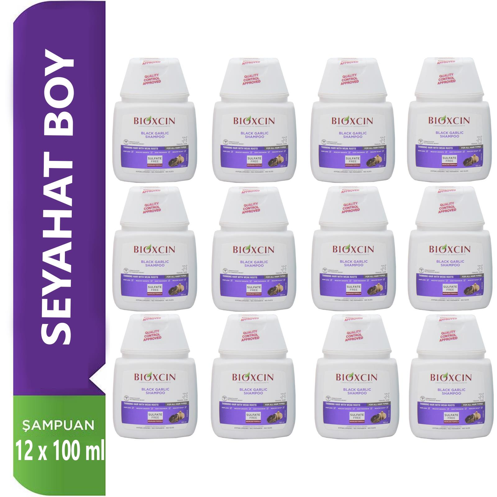 Bioxcin Saç Dökülmesine Karşı Siyah Sarımsak Şampuanı 100 ml Seyahat Boy 12 ADET