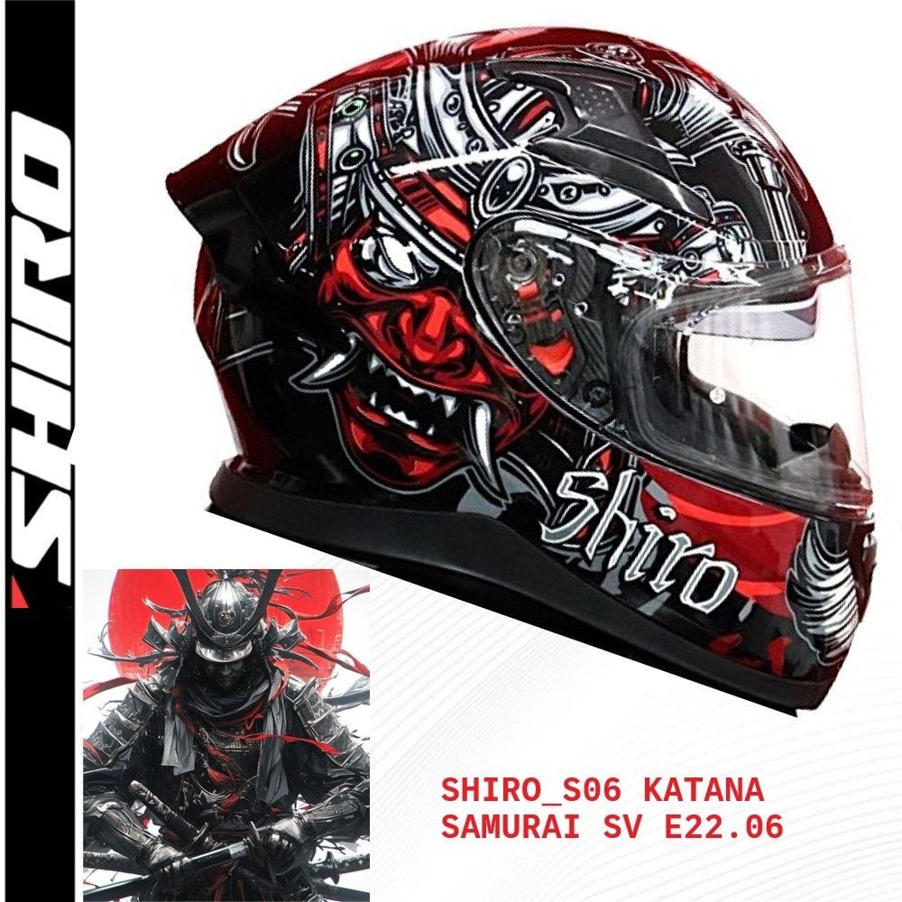 SHIRO KAPALI KASK KATANA SAMURAI GÜNEŞ VİZÖRLÜ -L