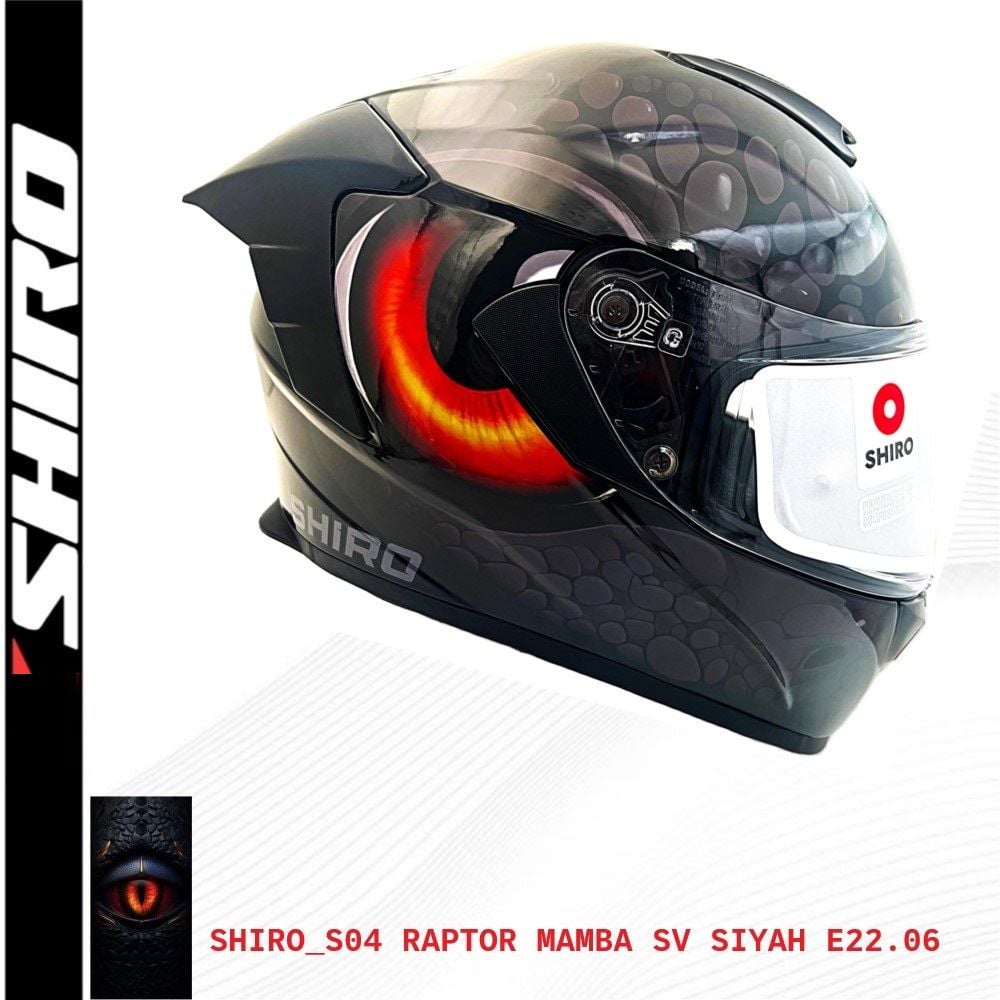 SHIRO KAPALI KASK RAPTOR MAMBA SIYAH GÜNEŞ VİZÖRLÜ -L