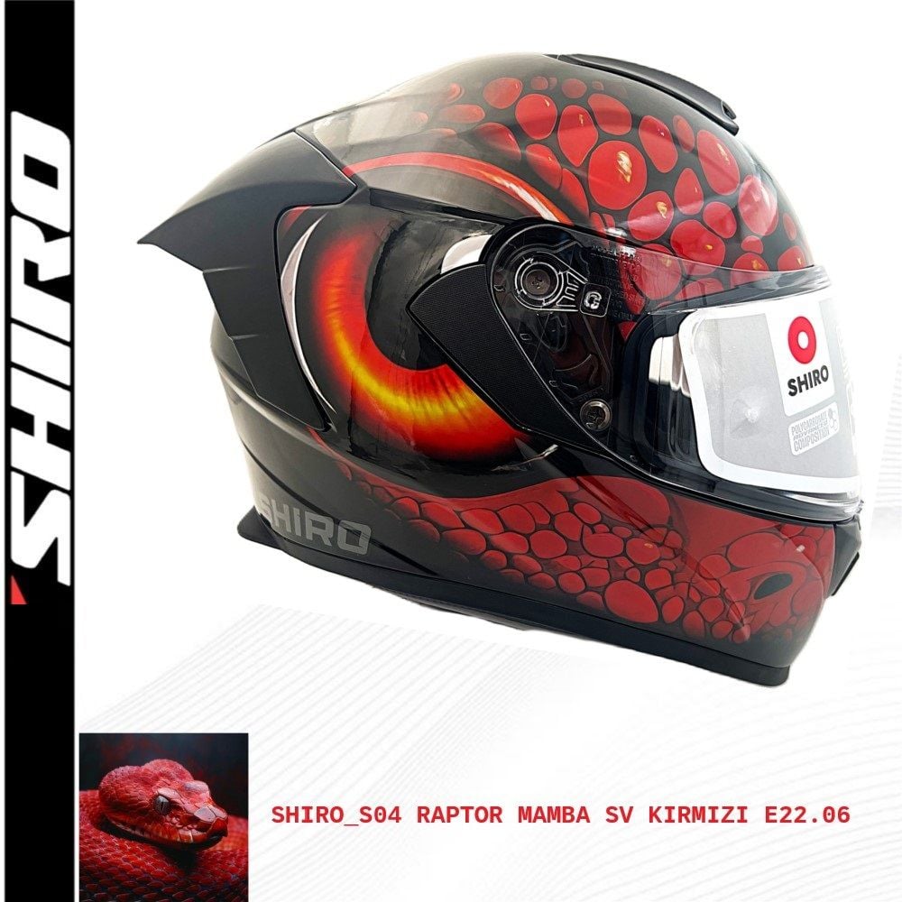 SHIRO KAPALI KASK RAPTOR MAMBA KIRMIZI GÜNEŞ VİZÖRLÜ -L