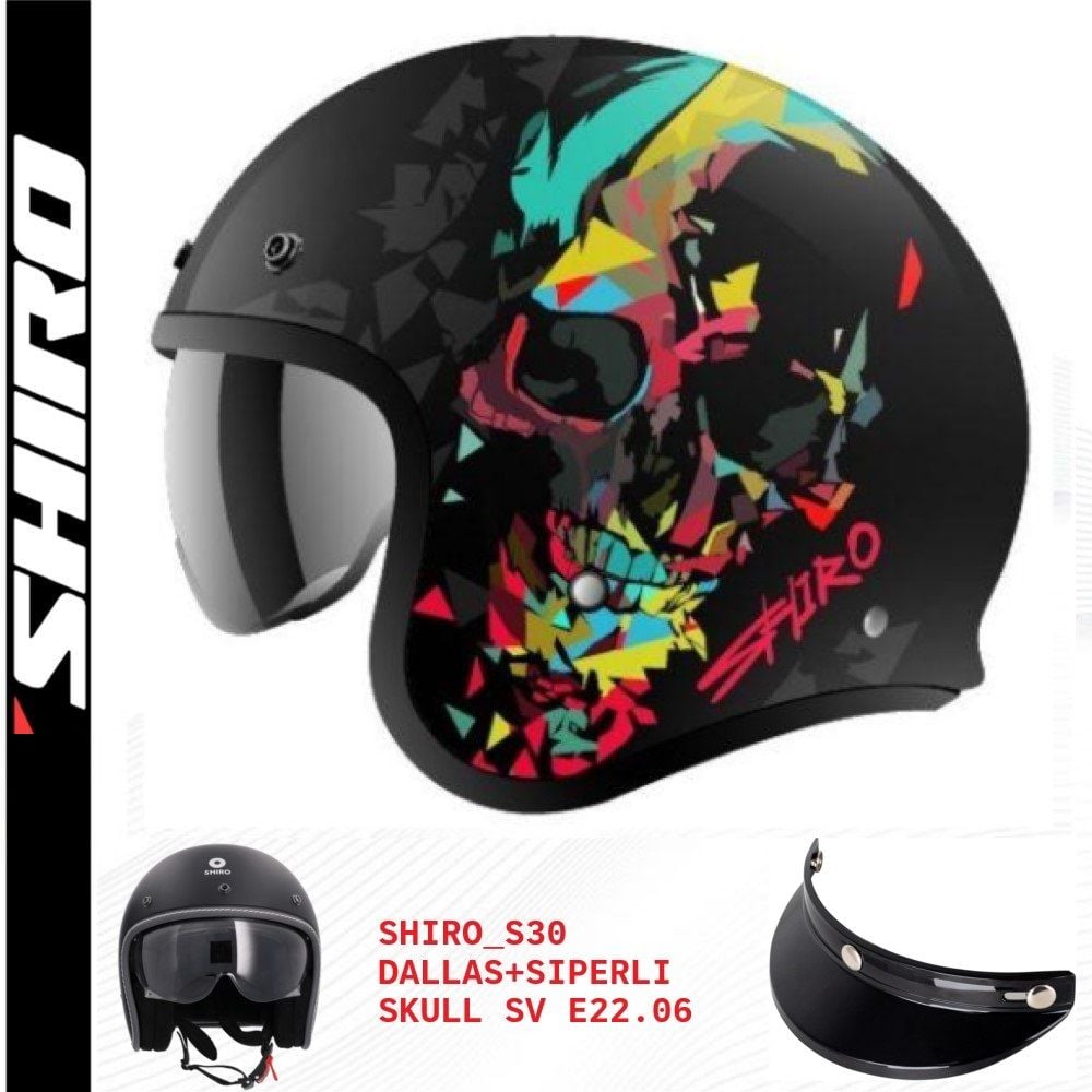 SHIRO AÇIK KASK DALLAS SKULL GÜNEŞ VİZÖRLÜ -L
