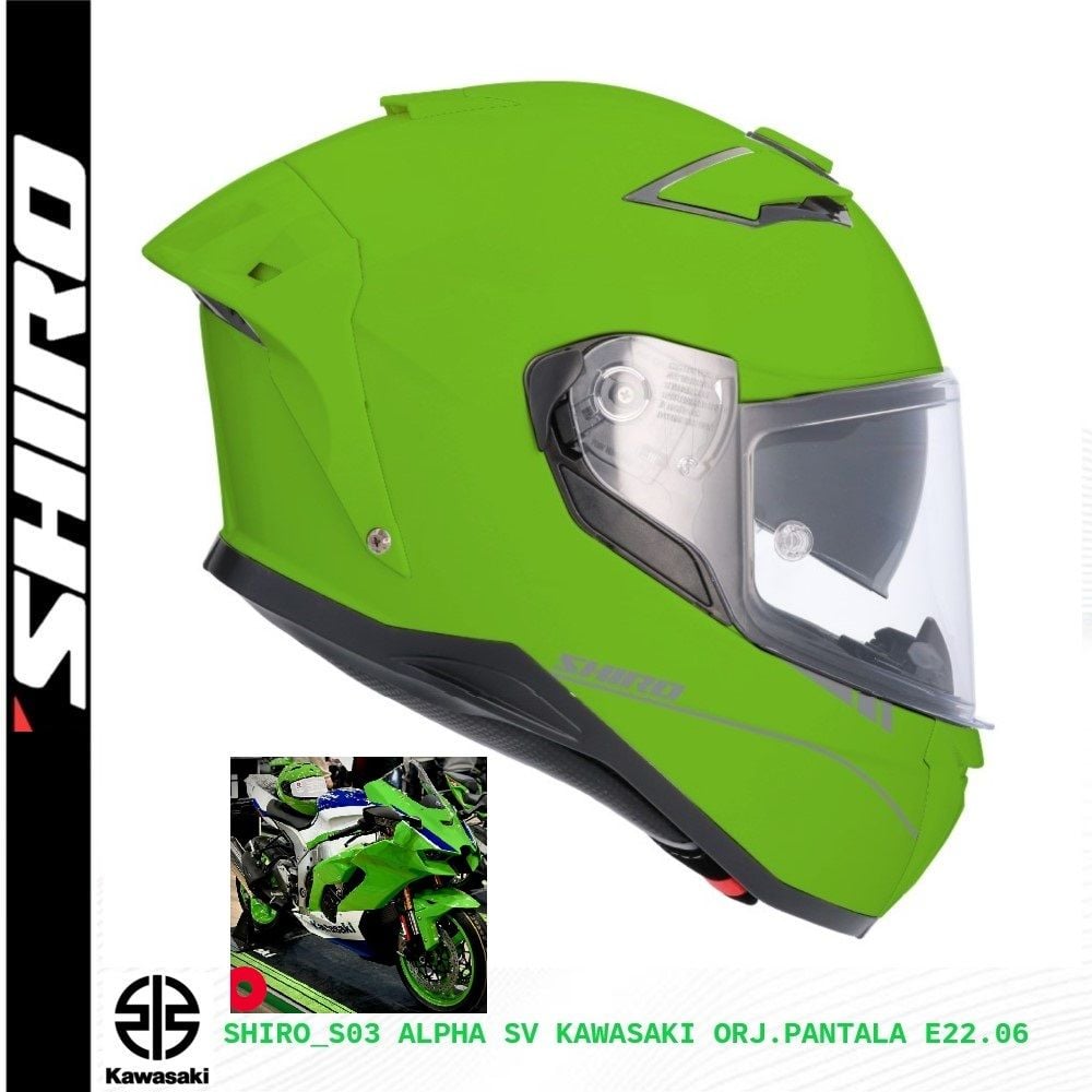 SHIRO KAPALI KASK ALPHA KAWASAKI ORJINAL PANTALA GÜNEŞ VİZÖRLÜ -L