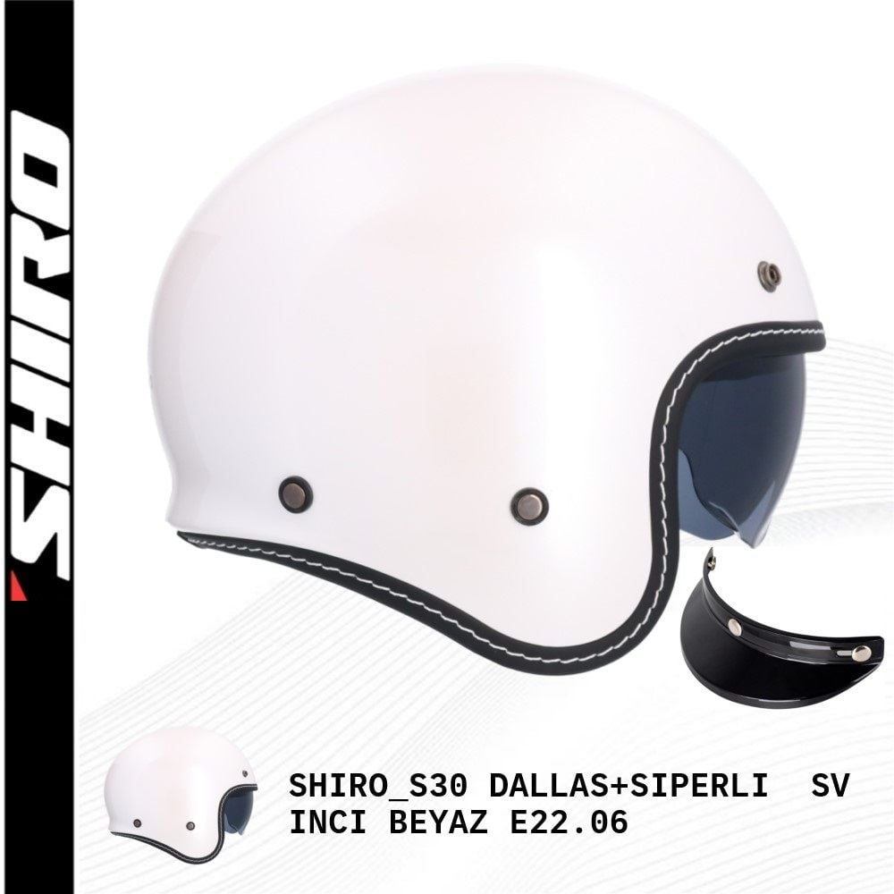 SHIRO YARIM KASK JC DALLAS INCI BEYAZ GÜNEŞ VİZÖRLÜ - L