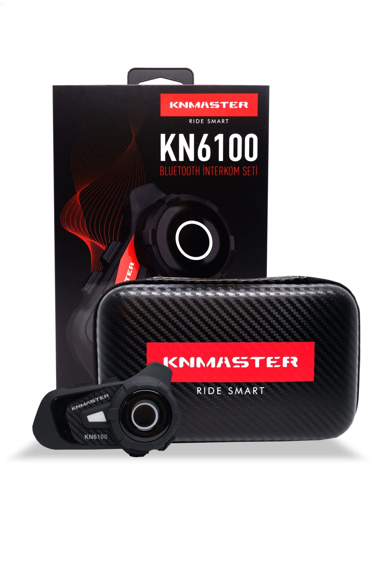 Knmaster KN6100 Motosiklet Kask İnterkom Bluetooth Intercom Kulaklık Seti Karbon