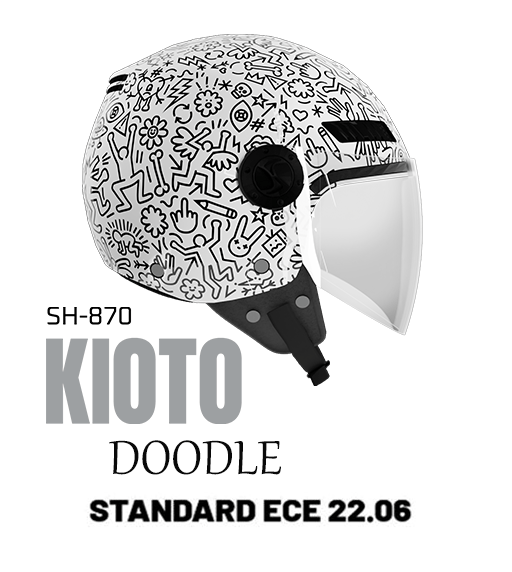 SHIRO YARIM KASK KIOTO DOODLE BEYAZ -M