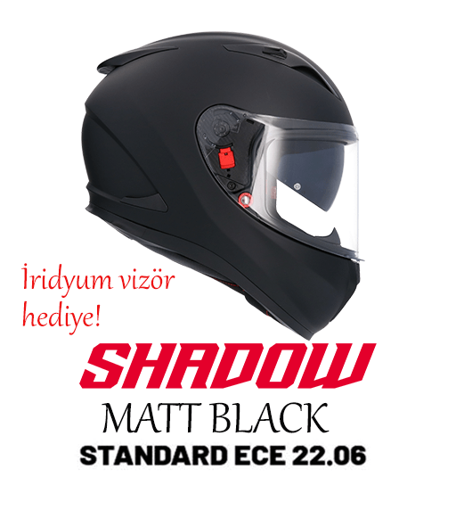 SHIRO KAPALI KASK SHADOW MAT SIYAH GÜNEŞ VİZÖRLÜ -M