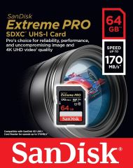 Sandisk 64GB Extreme Pro SD Hafıza Kartı (170MB/s)