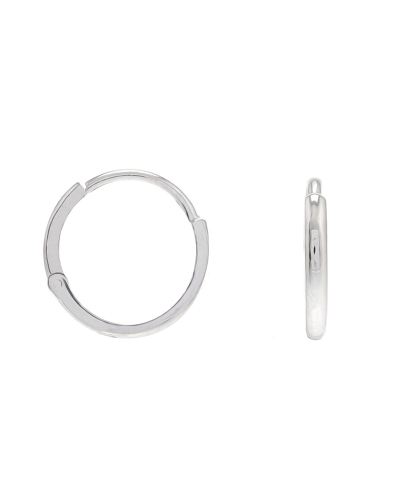 Moom Mücevherat Kadın 14 Ayar beyaz Altın minimal 1.1 cm düz Halka Küpe
