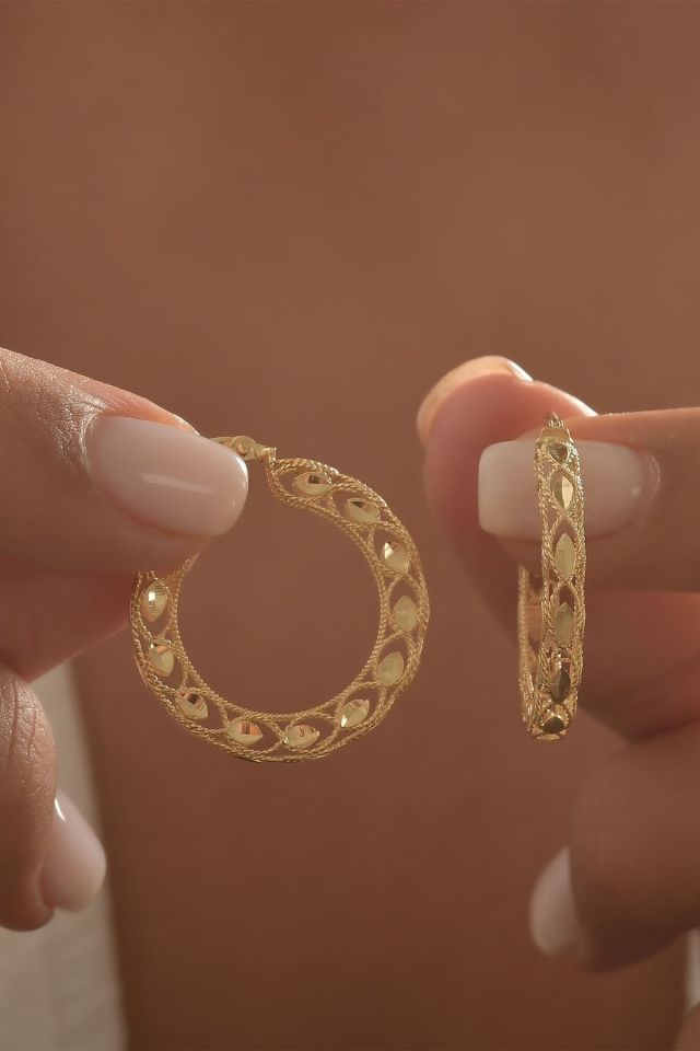 Moom Mücevherat Kadın 14 Ayar Altın Telkari Halka Küpe