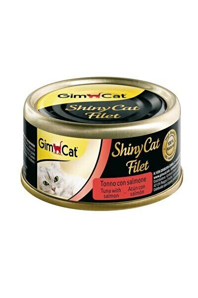 Gimcat Shinycat Ton Balıklı ve Somonlu Kıyılmış Fileto Yetişkin Kedi Konservesi 70 Gr x 24
