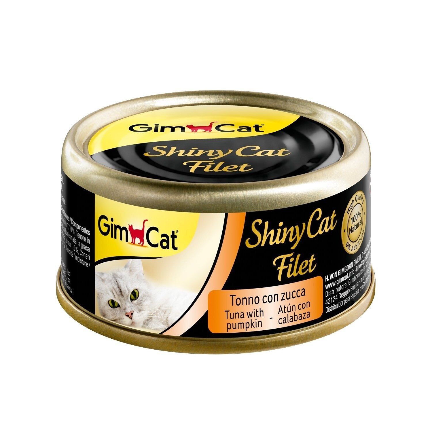 Gimcat ShinyCat Kıyılmış Fileto Tunalı Kabaklı Konserve Yetişkin Kedi Maması 70 Gr x 24 Adet