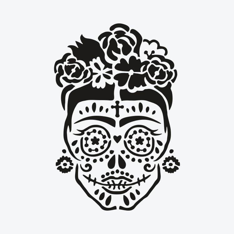 İskelet Frida Dövme Şablonu