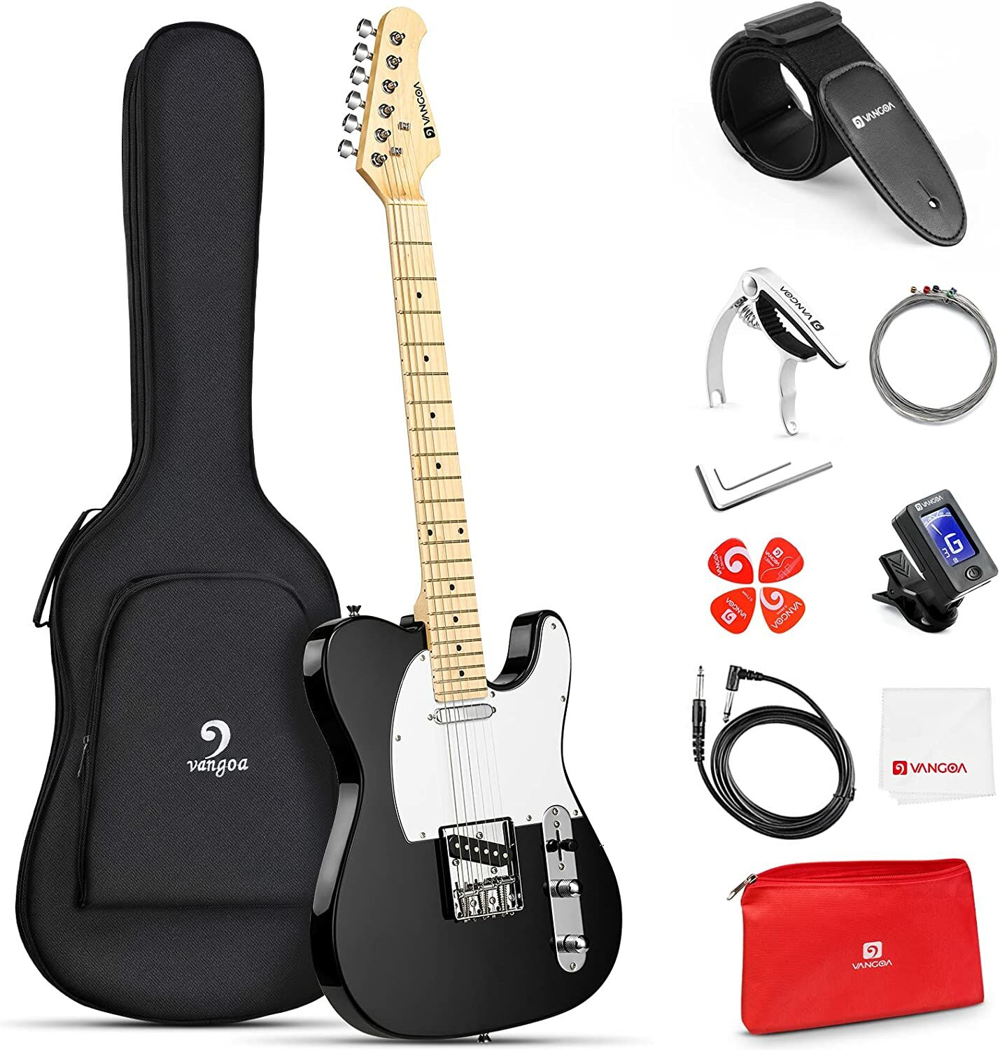 Vangoa Elektro Gitar Black