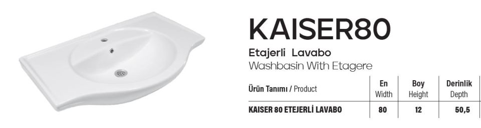 Karen Banyo Kaiser 80 Cm, Dolap uyumlu lavabo