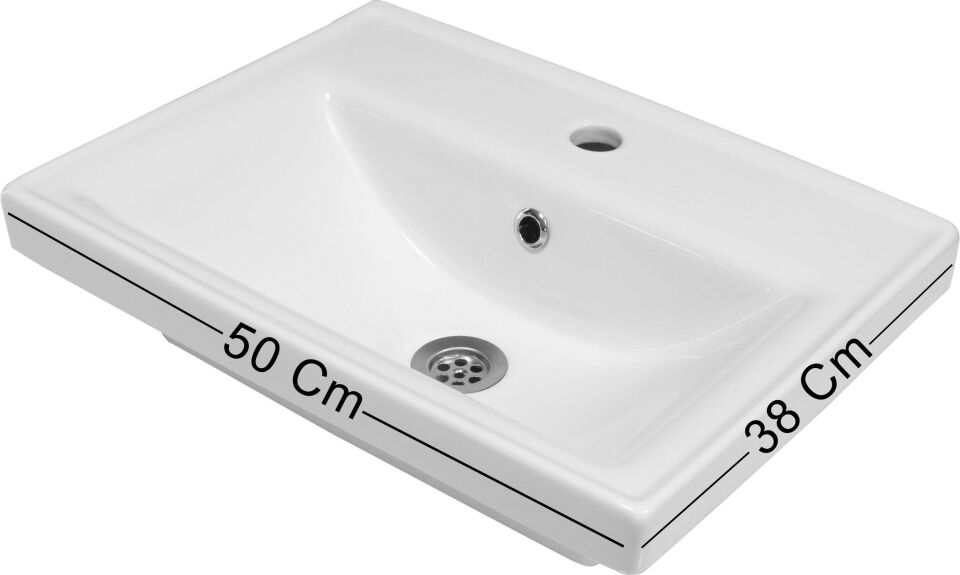 Karen Banyo Milano 50 Cm Lavabolu Banyo Dolabı,Lavabo Dahil, Ayna dahil