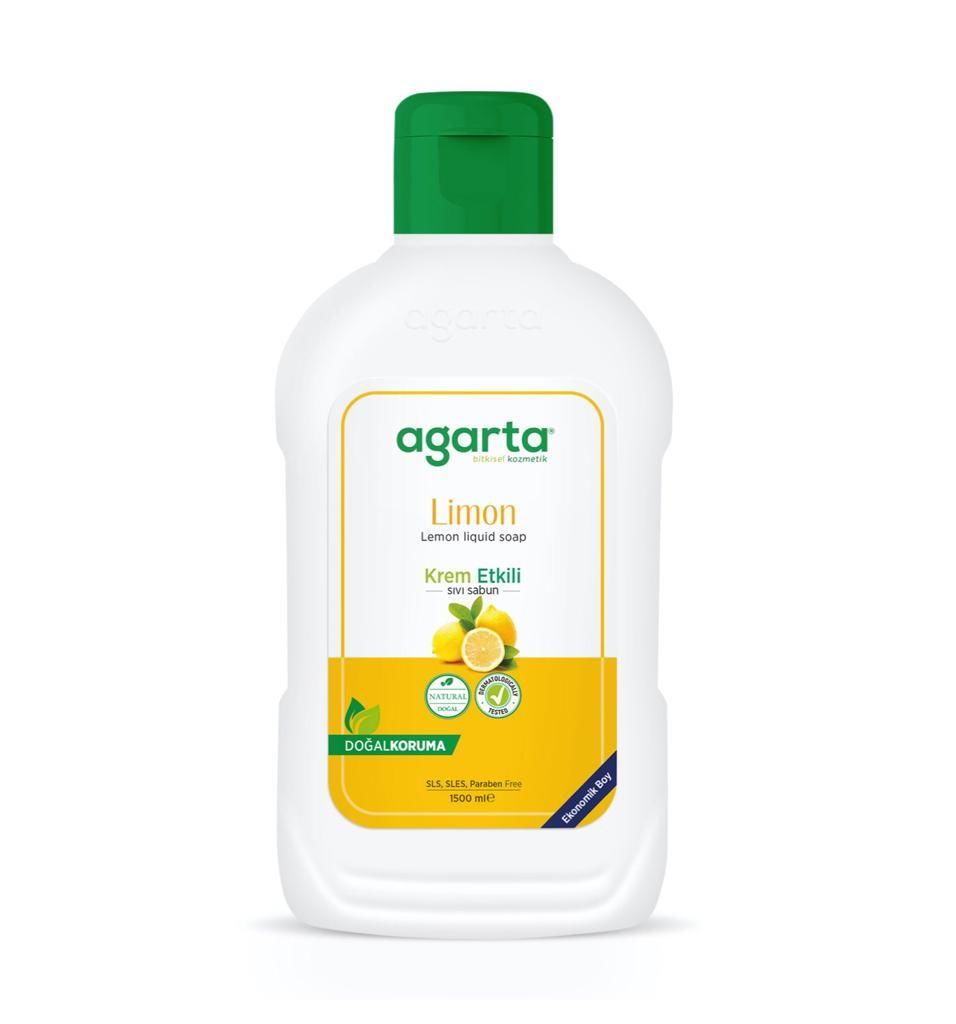 Agarta Doğal Krem Etkili Sıvı Sabun Limon 1500 ml