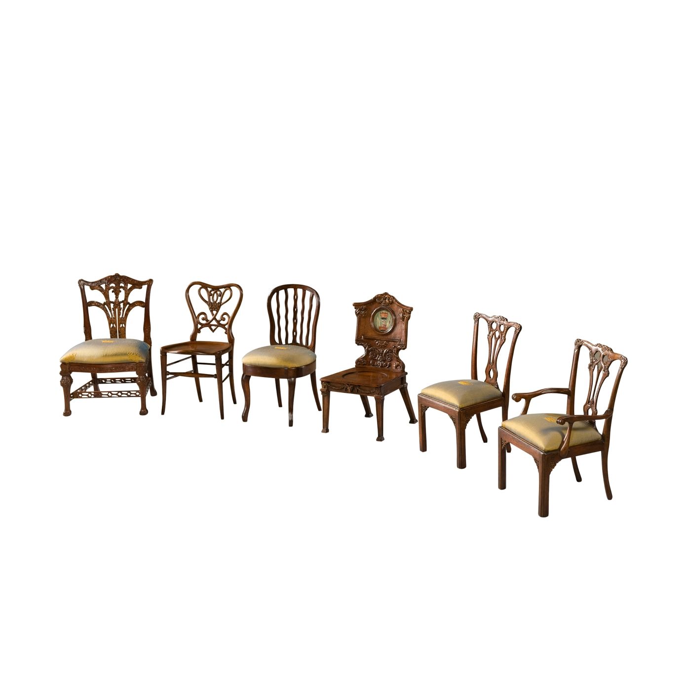 SIX MINIATURE MAHOGANY CHAIRS