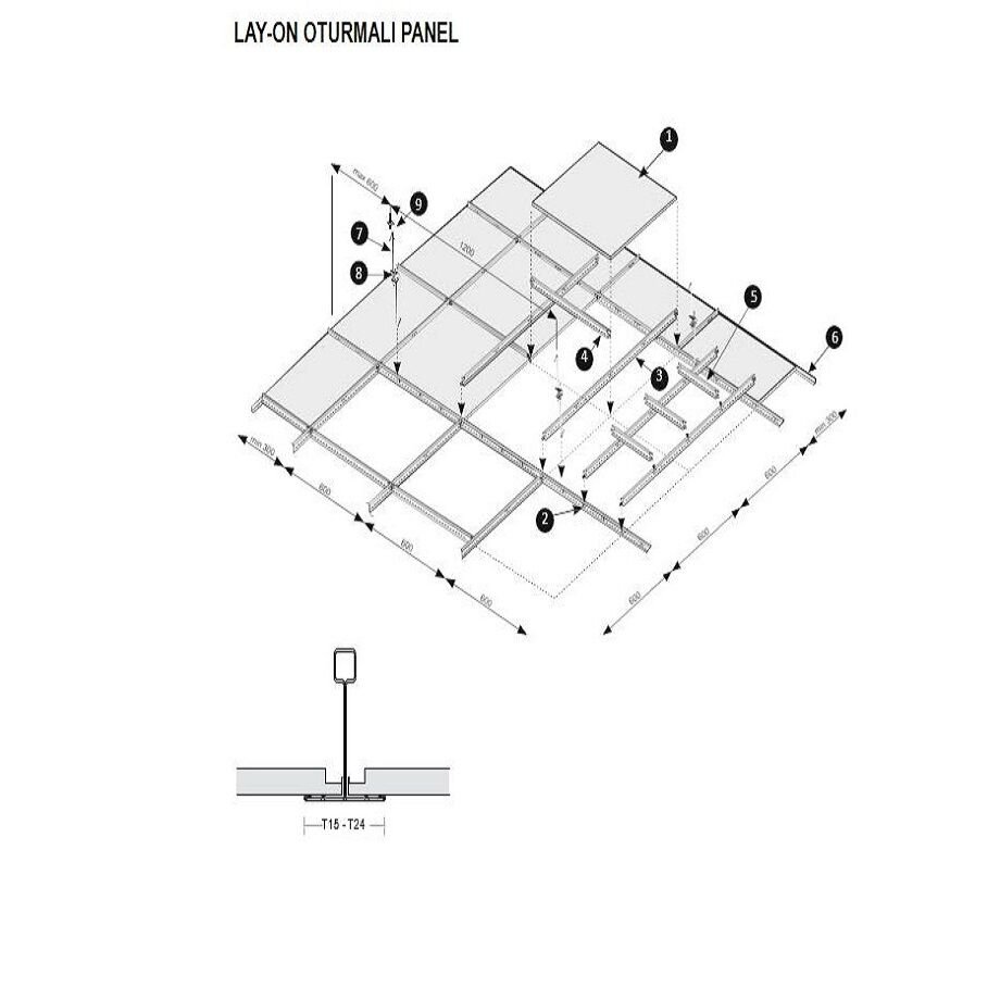 30x30 Lay-on Oturmalı Asma Tavan