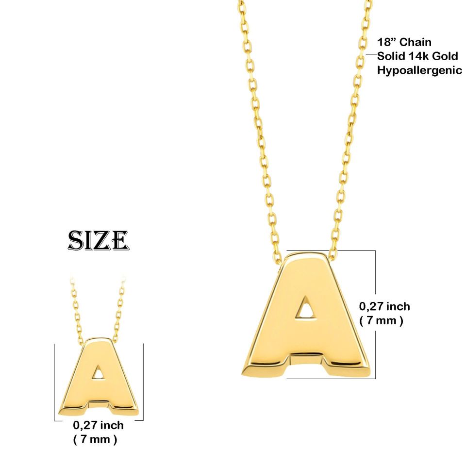 Prenses Pırlanta-14 Ayar A-Z'ye Düz Harf Altın Kolye Modeli