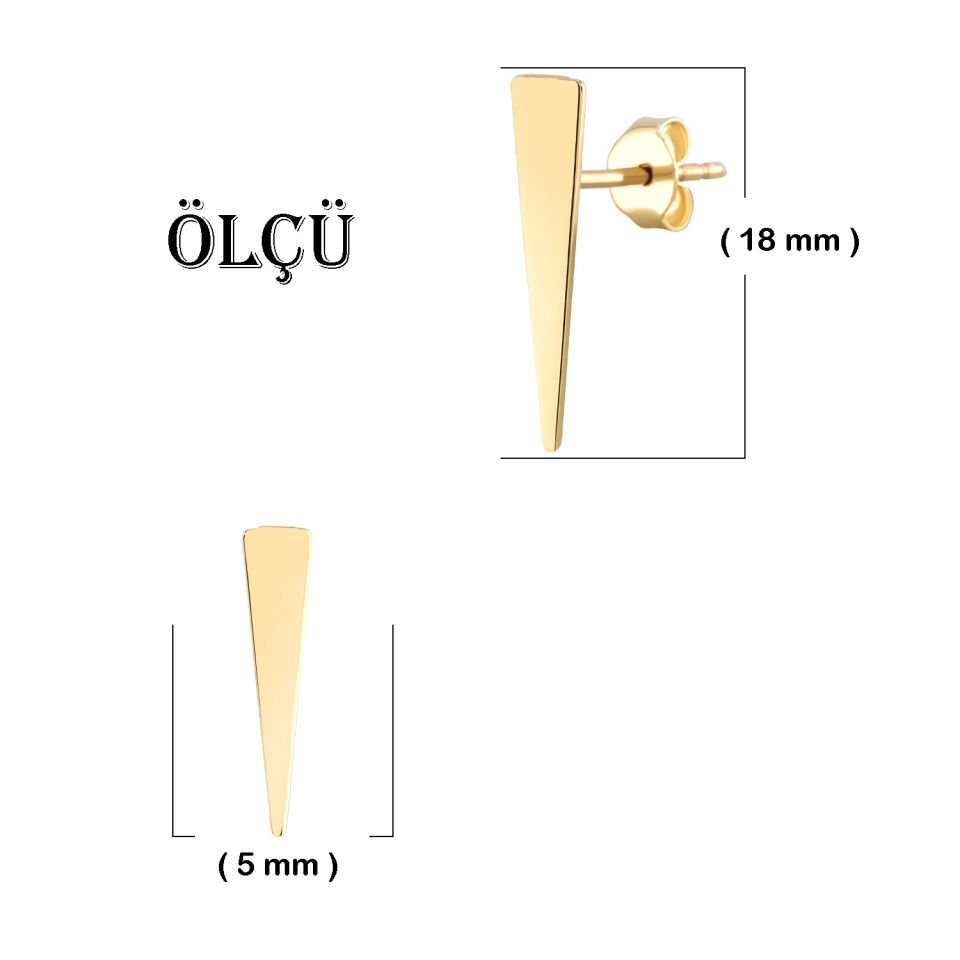 PRENSES PIRLANTA-Kadın 14 Ayar Altın Küpe Minimalist Plaka Vidalı Altın Küpe 18 mm