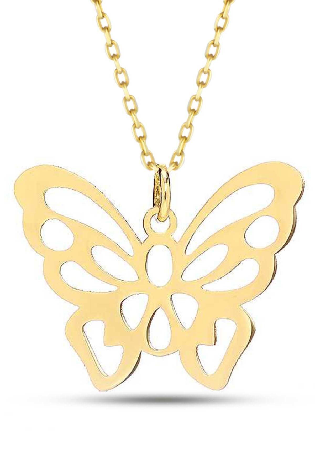 Prenses Pırlanta-14 Ayar Altın Kelebek Altın Kolye Modeli