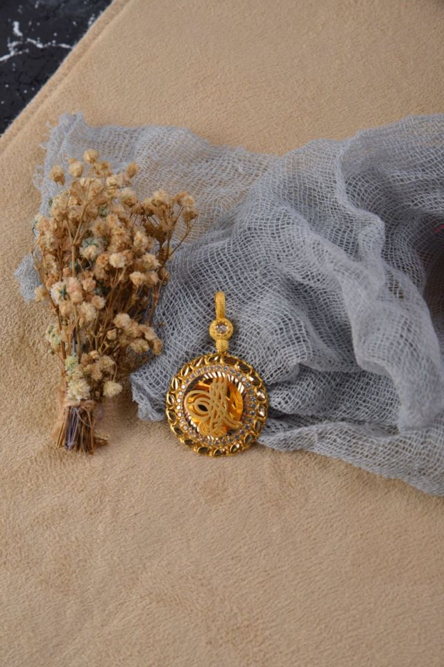 Prenses Pırlanta-14 Ayar Altın Yuvarlak Model Taşlı Osmanlı Tuğrası