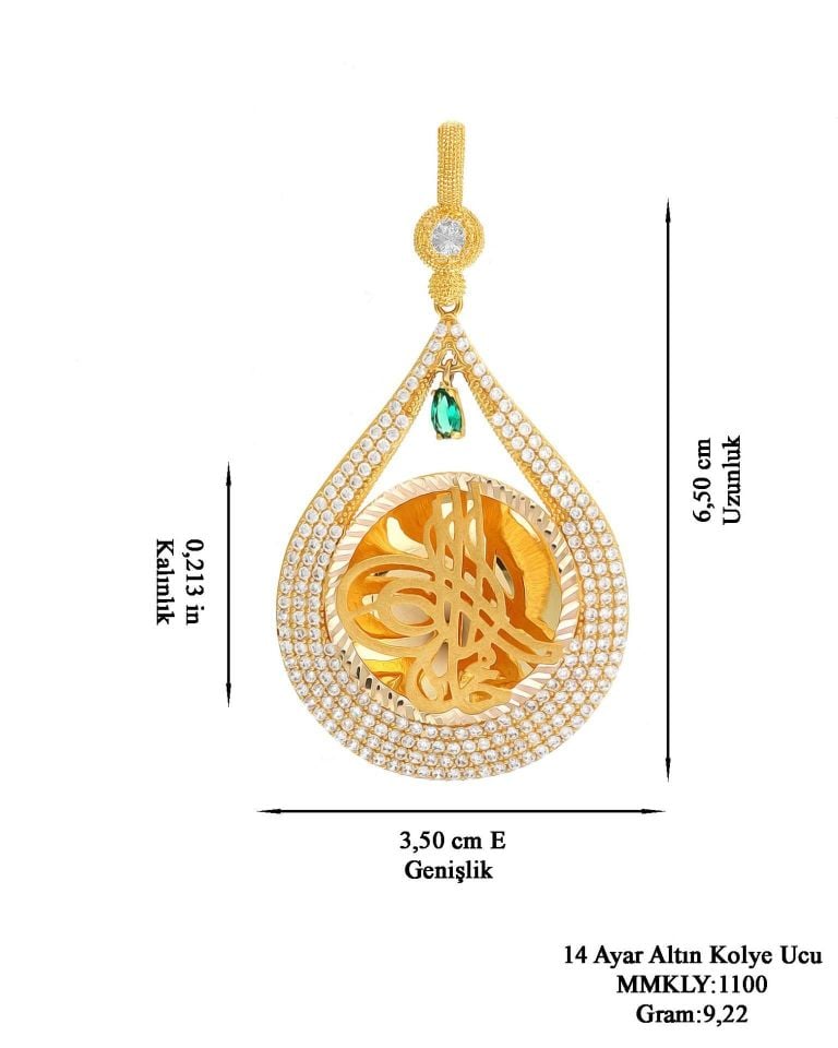 Prenses Pırlanta-14 Ayar Altın Damla Model Osmanlı Tuğrası