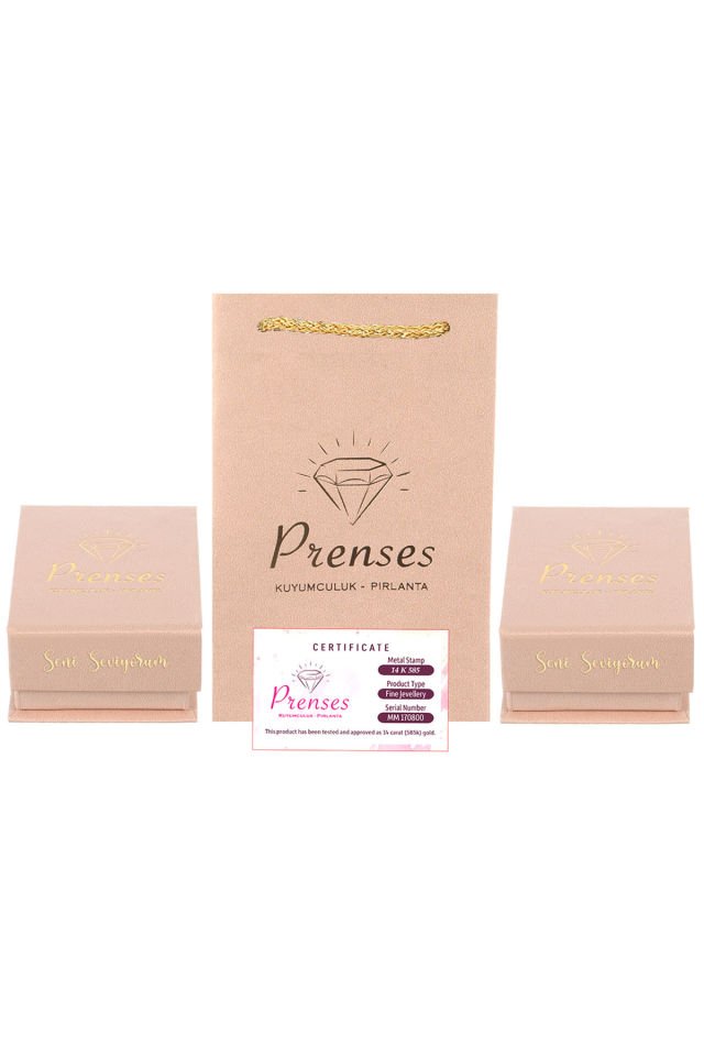 Prenses Pırlanta-Göz Boncuklu Plakalı Altın Kolye Modeli 14 Ayar Altın