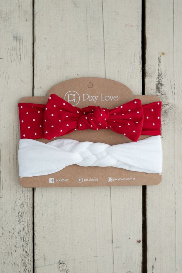 Kırmızı Kız Bebek 2'li Bandana Set Paola