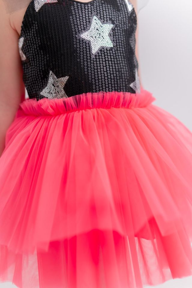 Siyah Kız Çocuk Elbise Bonte Shiny Star
