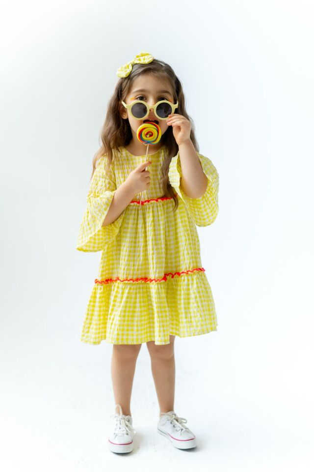 Sarı Kız Çocuk Elbise Farbela Mini Pöti