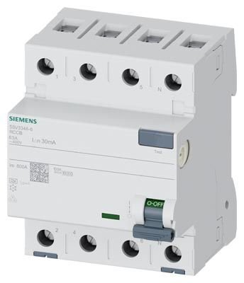 5SV3346-6 | Siemens A TİPİ HATA AKIMI KORUMA ANAHTARI-FI (KAÇAK AKIM KORUMA RÖLESİ); 63A; 400V; 30mA; 3FAZ+NÖTR; 70mm