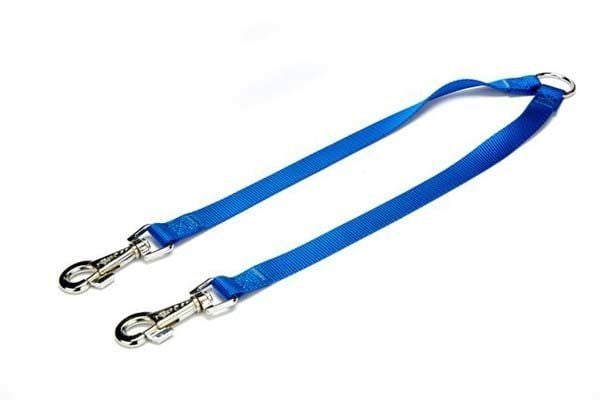 Doggie Dokuma Çift Köpek Gezdirme Tasma Aparatı Medium Mavi 2x60-60 Cm