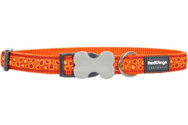 Red Dingo Bedrock Desenli Köpek Boyun Tasması Turuncu 15 Mm