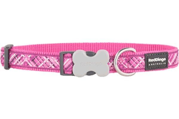 Red Dingo Flanno Desenli Köpek Boyun Tasması Pembe 25 Mm