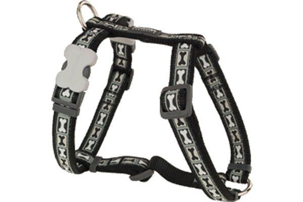 Red Dingo Bone Yard Desenli Köpek Göğüs Tasması Siyah 12 Mm