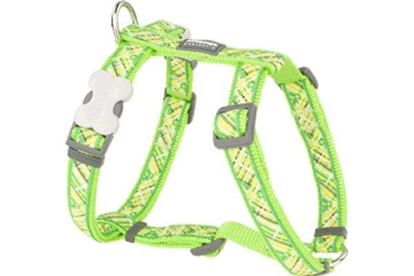Red Dingo Flanno Desenli Köpek Göğüs Tasması Lime 25 Mm