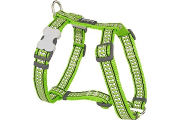 Red Dingo Reflektörlü Kemik Desenli Köpek Göğüs Tasması Lime Xlarge 25 Mm