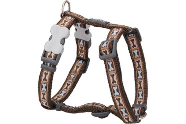Red Dingo Bone Yard Desenli Köpek Göğüs Tasması Kahverengi 12 Mm