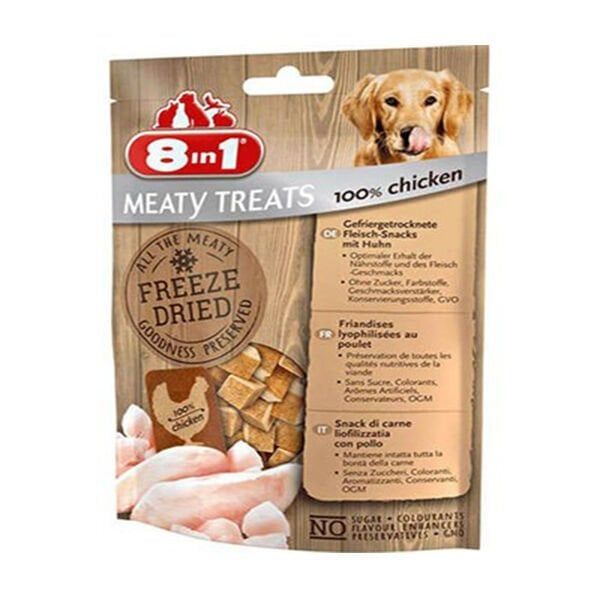 8 in 1 Freeze Dried Tahılsız Kurutulmuş Tavuklu Köpek Ödül Maması 50 Gr
