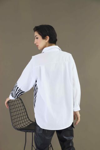 Aktuel Giyim C1006 Zebra Baskılı Poplin Gömlek